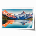 Mountain landscape wall art print showcasing majestic, snow-capped peaks under a vibrant blue sky, perfect for adding a natural touch to home decor.