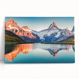 Stretched canvas wall art showcasing a vibrant mountain landscape design, featuring rich colors and intricate details, perfect for enhancing home decor.
