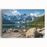 Stretched canvas wall art featuring a vibrant mountain landscape design, ideal for home decor, showcasing rich colors and intricate details in a front view. Perfect for nature enthusiasts looking to enhance their living space with stunning artwork.