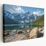 Stretched canvas wall art showcasing a vibrant mountain landscape design with rich colors, perfect for enhancing home decor and bringing nature indoors.