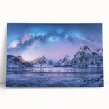 Stretched canvas wall art showcasing a serene mountain landscape, featuring vibrant colors and intricate details, perfect for enhancing home decor aesthetics.
