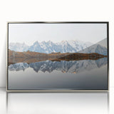 Framed acrylic wall art showcasing a stunning mountain landscape design, featuring vibrant colors and intricate details, perfect for home décor or office spaces.