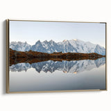 Framed canvas wall art featuring a stunning mountain landscape design, highlighted by gold accents, perfect for adding elegance to any living space.