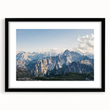 Framed black wall art featuring a stunning mountain landscape design with vibrant colors, showcasing nature's beauty and perfect for home decor.