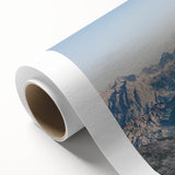 Stunning rolled canvas art showcasing a vibrant mountain landscape with rich colors and detailed textures. Ideal for enhancing home decor in living spaces or offices.