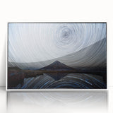 Framed wall art collection showcasing a stunning mountain landscape design in vibrant colors, featuring a sleek white frame, ideal for modern home decor.