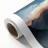 Vibrant rolled canvas artwork showcasing a stunning mountain landscape design, featuring rich colors and intricate details, ideal for home decor enhancement.