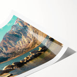 Stunning mountain landscape wall art print showcasing vibrant colors and intricate details, perfect for home decor, delivered rolled in a protective tube.