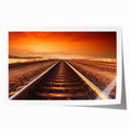 Vibrant landscape railroad wall art print showcasing a scenic train journey through lush greenery, perfect for home decor enthusiasts and art collectors.