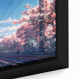 Framed canvas wall art showcasing a vibrant railroad landscape design, featuring rich colors and intricate details, perfect for modern home decor.