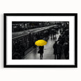 Framed wall art featuring a scenic landscape with railroad tracks, presented in a sleek black frame with a white mat, ideal for home decor or office settings.