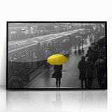 Framed acrylic wall art depicting a serene landscape with a railroad, featuring vibrant colors and intricate details, ideal for modern home decor.