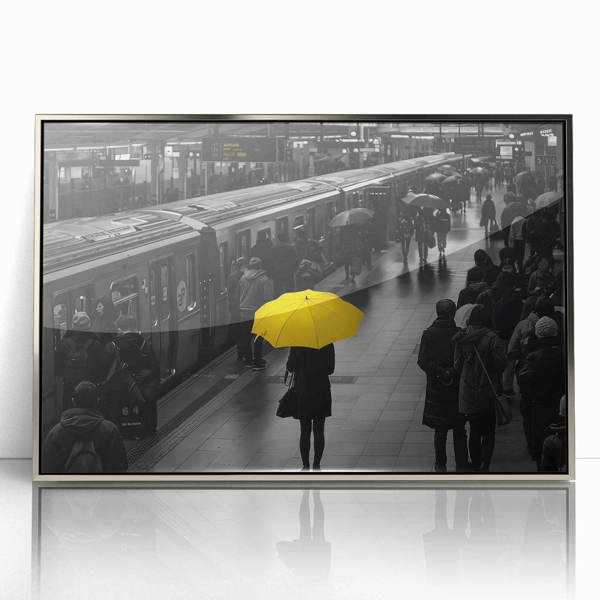 Framed acrylic wall art showcasing a stunning railroad landscape design, featuring vibrant colors and intricate details, perfect for modern home decor.