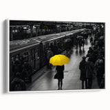 Framed canvas wall art showcasing a picturesque landscape with a railroad, featuring vibrant colors and intricate details, ideal for home decor.