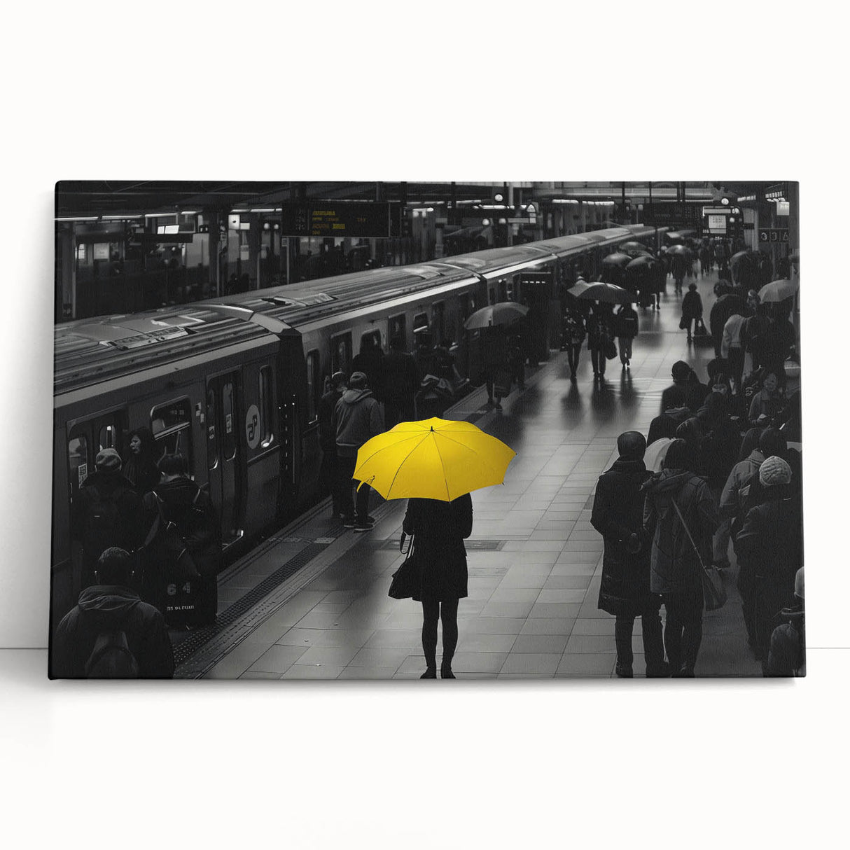 Stretched canvas wall art featuring a vibrant landscape with railroads, showcasing rich colors and intricate details, perfect for home decor enhancement.