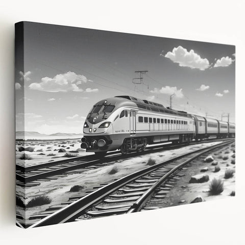 Stretched canvas wall art showcasing a vibrant landscape design with railroads, featuring rich colors and intricate details, ideal for home decor.