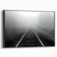 Framed canvas wall art showcasing a scenic railroad landscape design, with a sleek black frame, perfect for enhancing home decor. The artwork captures vibrant colors and intricate details, ideal for railway enthusiasts and art lovers alike.