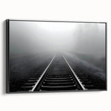Framed canvas wall art showcasing a scenic railroad landscape design, with a sleek black frame, perfect for enhancing home decor. The artwork captures vibrant colors and intricate details, ideal for railway enthusiasts and art lovers alike.