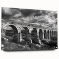 Acrylic glass wall art piece showcasing a vibrant railroad landscape design, featuring a side view with decorative pins. Ideal for modern home décor, this artwork adds a unique touch to any space.
