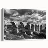 Framed canvas wall art showcasing a serene railroad landscape design, featuring vibrant colors and intricate details, perfect for enhancing home decor.