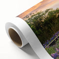 Rolled canvas artwork showcasing a vibrant landscape with railroads, featuring rich colors and intricate details, perfect for enhancing home decor. This design captures the beauty of nature and travel, ideal for art enthusiasts seeking unique wall art options.