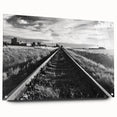 Acrylic glass wall art collection showcasing a stunning side view of a railroad landscape design, featuring vibrant colors and intricate details, ideal for home decor.