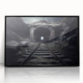 Framed acrylic wall art collection featuring a scenic railroad landscape design with vibrant colors, showcasing a black frame and elegant presentation for home decor.