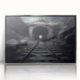 Framed acrylic wall art featuring a scenic landscape with railroads, showcasing vibrant colors and intricate details, ideal for home decor enhancement.