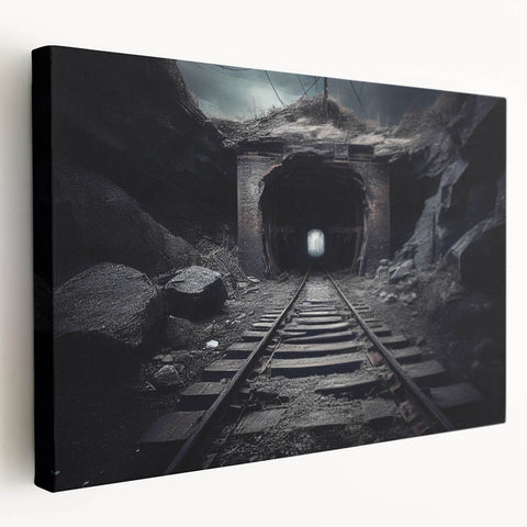 Stretched canvas artwork showcasing a vibrant railroad landscape design with vivid colors and intricate details, ideal for enhancing modern home decor.