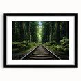 Framed wall art collection showcasing a scenic railroad landscape design with a black mat and frame, perfect for enhancing home decor and interior aesthetics.