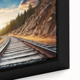 Framed canvas wall art showcasing a vibrant railroad landscape design, featuring lush greenery and vivid colors, perfect for enhancing modern home decor.