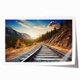 Colorful abstract landscape wall art featuring vibrant railroad designs in a rolled format, ideal for modern home decor. Perfect for enhancing interior spaces.