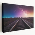 Stretched canvas wall art showcasing a vibrant landscape with a railroad theme, featuring rich colors and detailed textures, perfect for modern home decor.