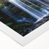 Vibrant rolled canvas showcasing a lush rainforest landscape design, highlighting rich greens and detailed foliage, ideal for nature-themed decor.