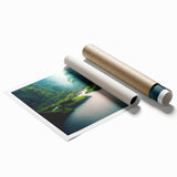 Vibrant rainforest landscape wall art rolled print showcasing lush greenery and vivid colors, perfect for adding a natural touch to any decor.