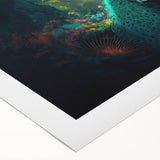 Vibrant rolled canvas showcasing a stunning rainforest landscape design, featuring lush green foliage and intricate details, perfect for enhancing home decor.