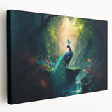 Stretched canvas wall art showcasing a vibrant rainforest landscape design, featuring lush greenery and tropical flora in rich colors, ideal for nature-themed decor.