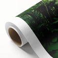 Vibrant rainforest-themed rolled canvas wall art showcasing lush greenery and tropical elements, designed to enhance interior spaces with a natural aesthetic. The artwork is packaged securely in a protective cardboard tube.