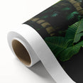 Vibrant rolled canvas artwork showcasing a lush rainforest landscape, featuring rich greens and detailed foliage, ideal for nature lovers and home decor enthusiasts.