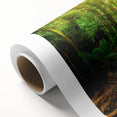 Lush rainforest landscape canvas wall art showcasing vibrant green foliage and tropical flowers, perfect for home decor and nature-inspired interiors.