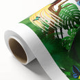 Vibrant rolled canvas showcasing a lush rainforest landscape design with rich green hues and intricate details, ideal for adding a nature-inspired touch to home decor.