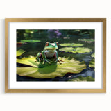 Framed rainforest landscape wall art with a gold mat, showcasing vibrant greenery and rich textures, perfect for enhancing home decor with a natural touch.