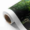 Vibrant rolled canvas showcasing a lush rainforest landscape with rich greens and earthy tones, ideal for nature-themed decor or art collection.