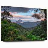 Acrylic glass wall art collection showcasing a vibrant rainforest design, side view displaying intricate colors and patterns, ideal for nature-themed decor.