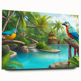 Vibrant acrylic glass wall art showcasing a lush rainforest landscape, highlighting vivid greens and dynamic textures, perfect for nature enthusiasts' decor.