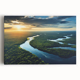 Vibrant rainforest landscape stretched canvas wall art showcasing lush greenery and tropical flora, perfect for enhancing home decor with a natural theme.