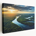 Stretched canvas wall art showcasing a vibrant rainforest landscape design, featuring rich greens and intricate details, perfect for enhancing nature-themed decor.