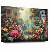 Side view of a rainforest-themed wall art piece featuring vibrant acrylic glass design, showcasing lush greenery and tropical elements, perfect for nature enthusiasts.