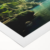 Vibrant rainforest landscape wall art on rolled canvas, showcasing lush greenery and tropical flora, perfect for adding nature-inspired decor to any space.