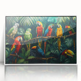 Framed acrylic wall art featuring a vibrant rainforest landscape design, showcasing lush greenery and rich colors, perfect for adding a touch of nature to any decor.
